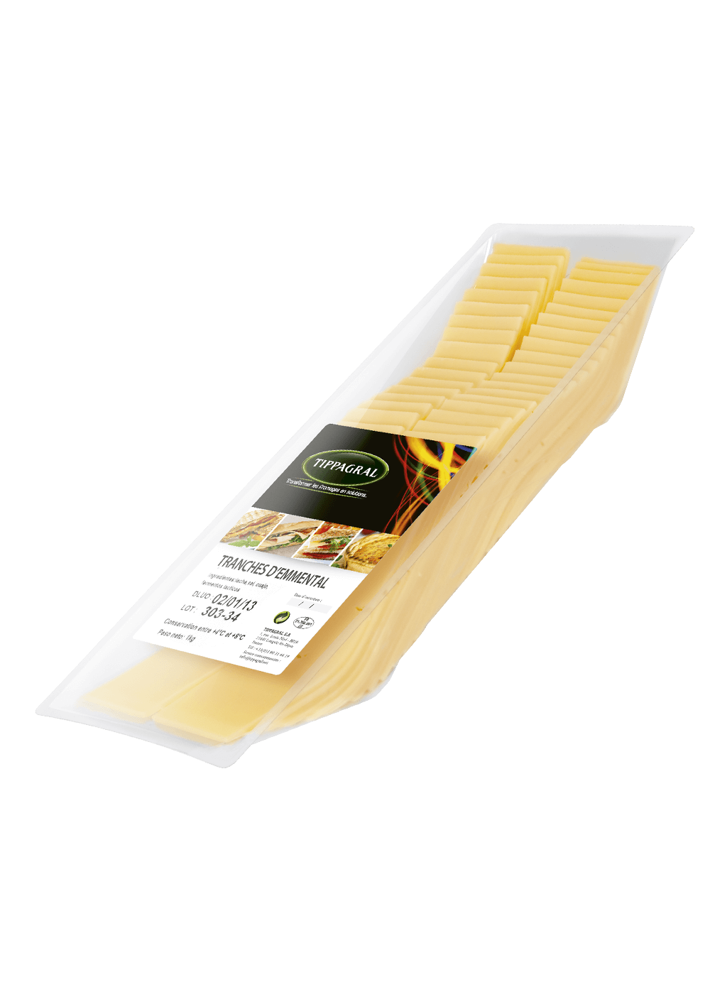 Tippagral Tranches Emmental 1 kg fromage 5x15