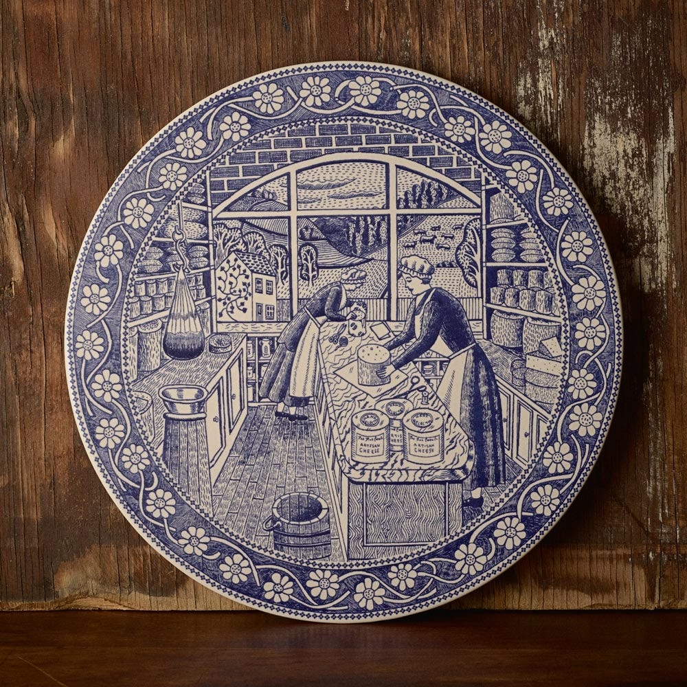 The Fine Cheese Co. plat céramique à fromage 30 cm décor fermier