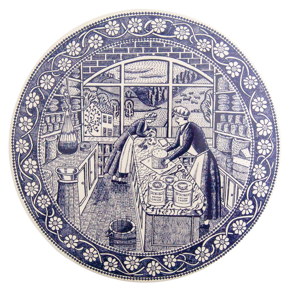 The Fine Cheese Co. plat céramique à fromage 30 cm décor fermier