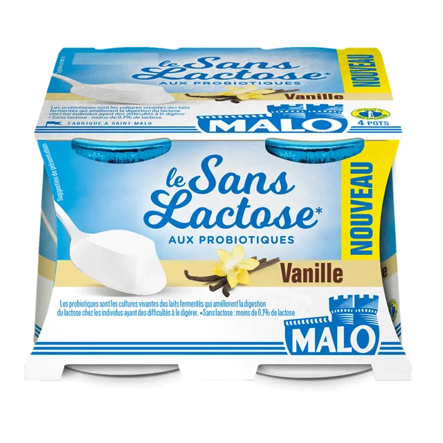 Malo Le Sans Lactose yaourt vanille aux probiotiques
