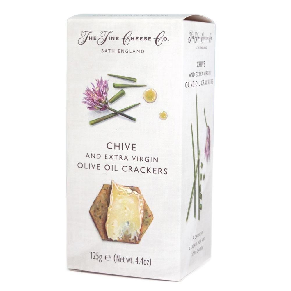 The Fine Cheese Co. Chive Olive Oil crackers 125g ciboulette