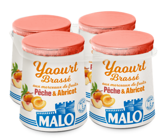 Malo Les Yaourts Yaourt Brassé Pêche Abricot morceaux de fruits