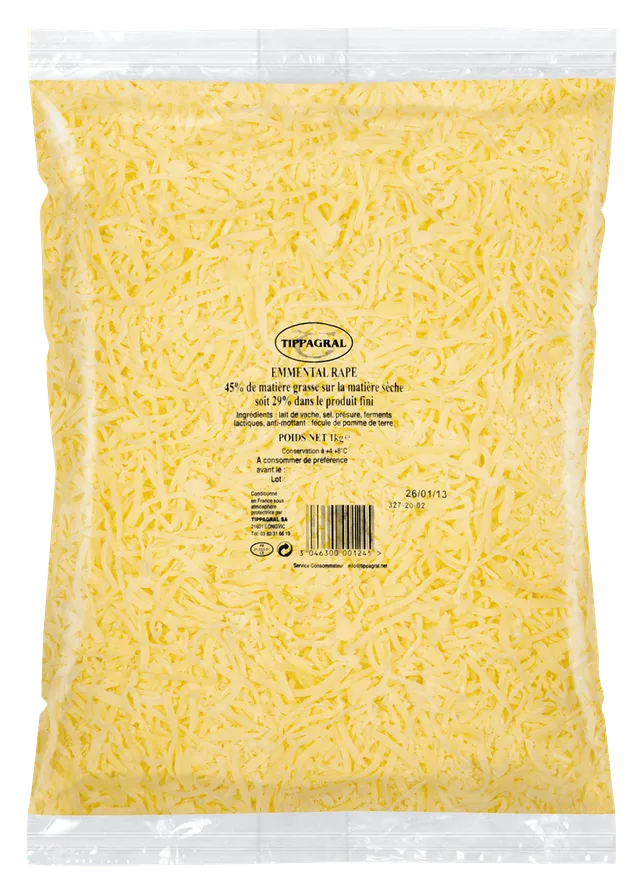 Tippagral Râpé Emmental Râpé Fromage Râpé Goût Neutre