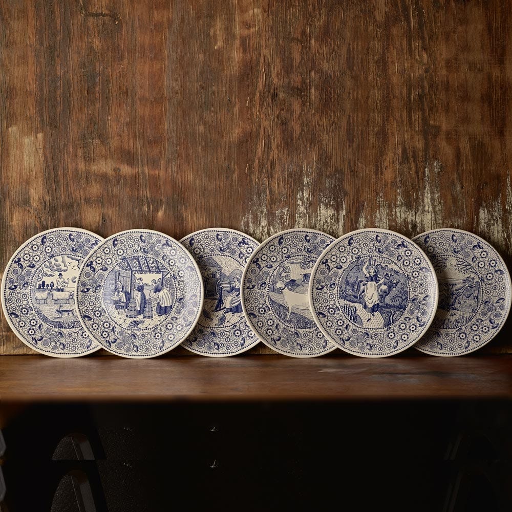 The Fine Cheese Co. Set 6 assiettes fromage céramique 23cm
