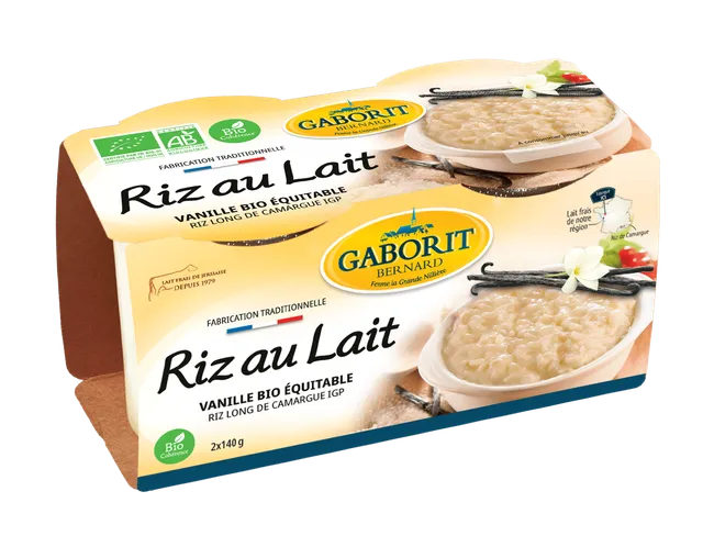 Maison Bernard Gaborit Riz au lait bio Tradition 2x140g - dessert vanille