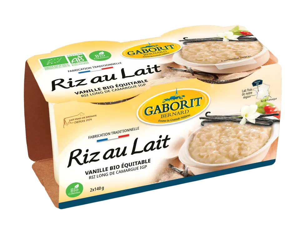 Maison Bernard Gaborit Riz au lait bio Tradition 2x140g - dessert vanille