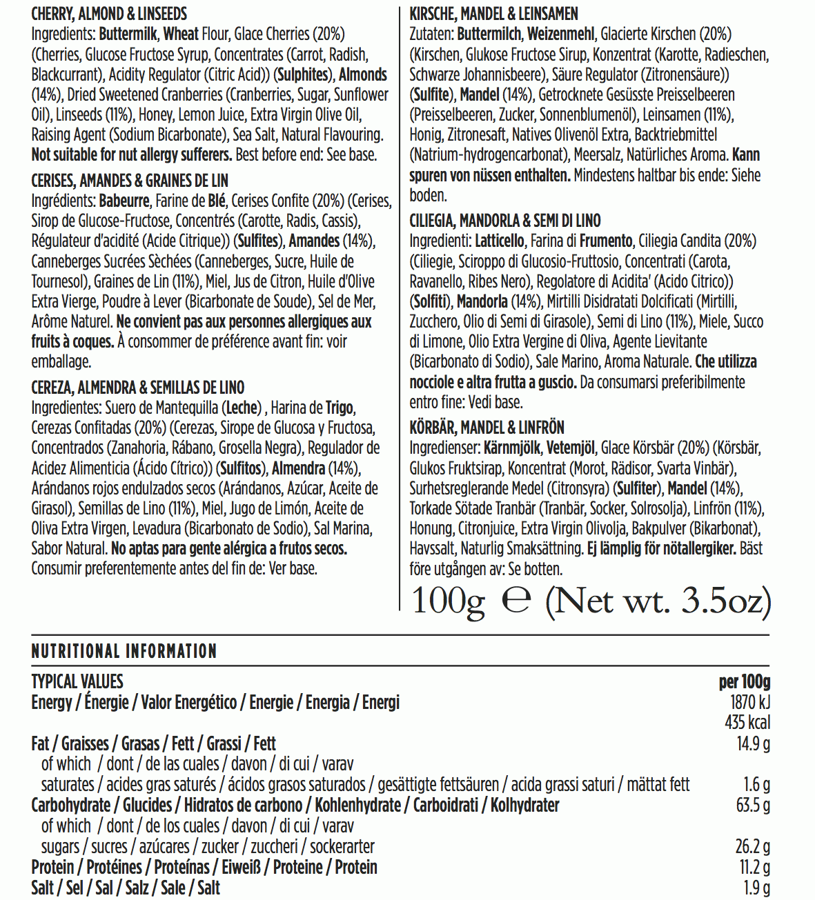 The Fine Cheese Co. Toast Cherries Almonds Linseeds 100g