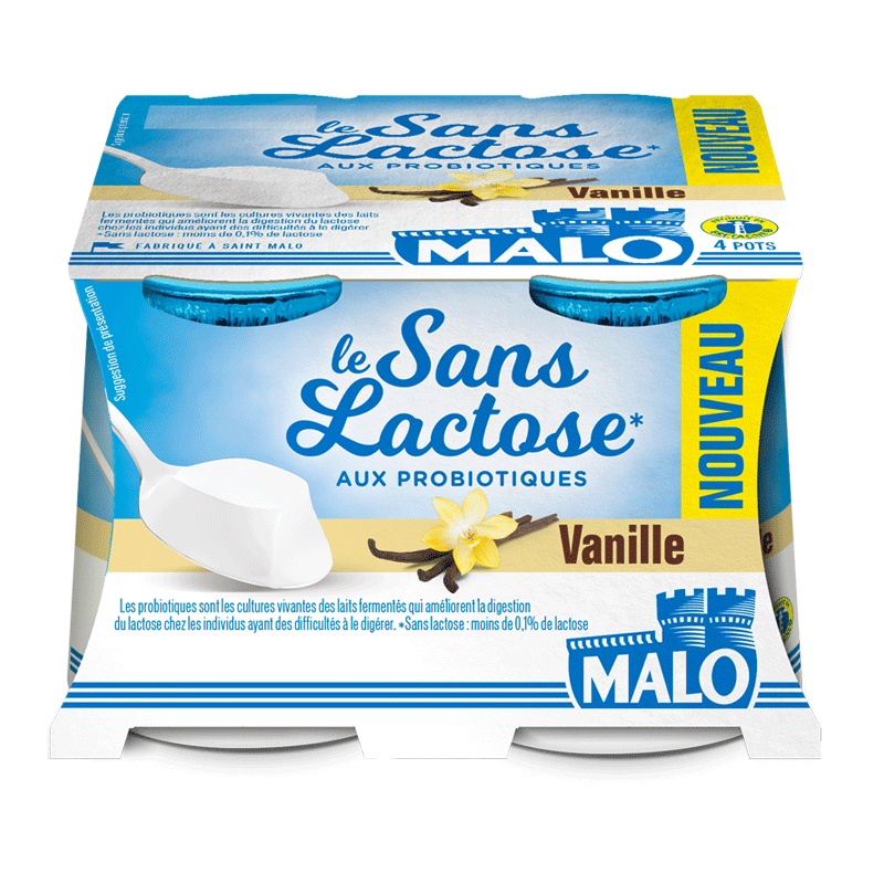 Malo Le Sans Lactose yaourt vanille aux probiotiques