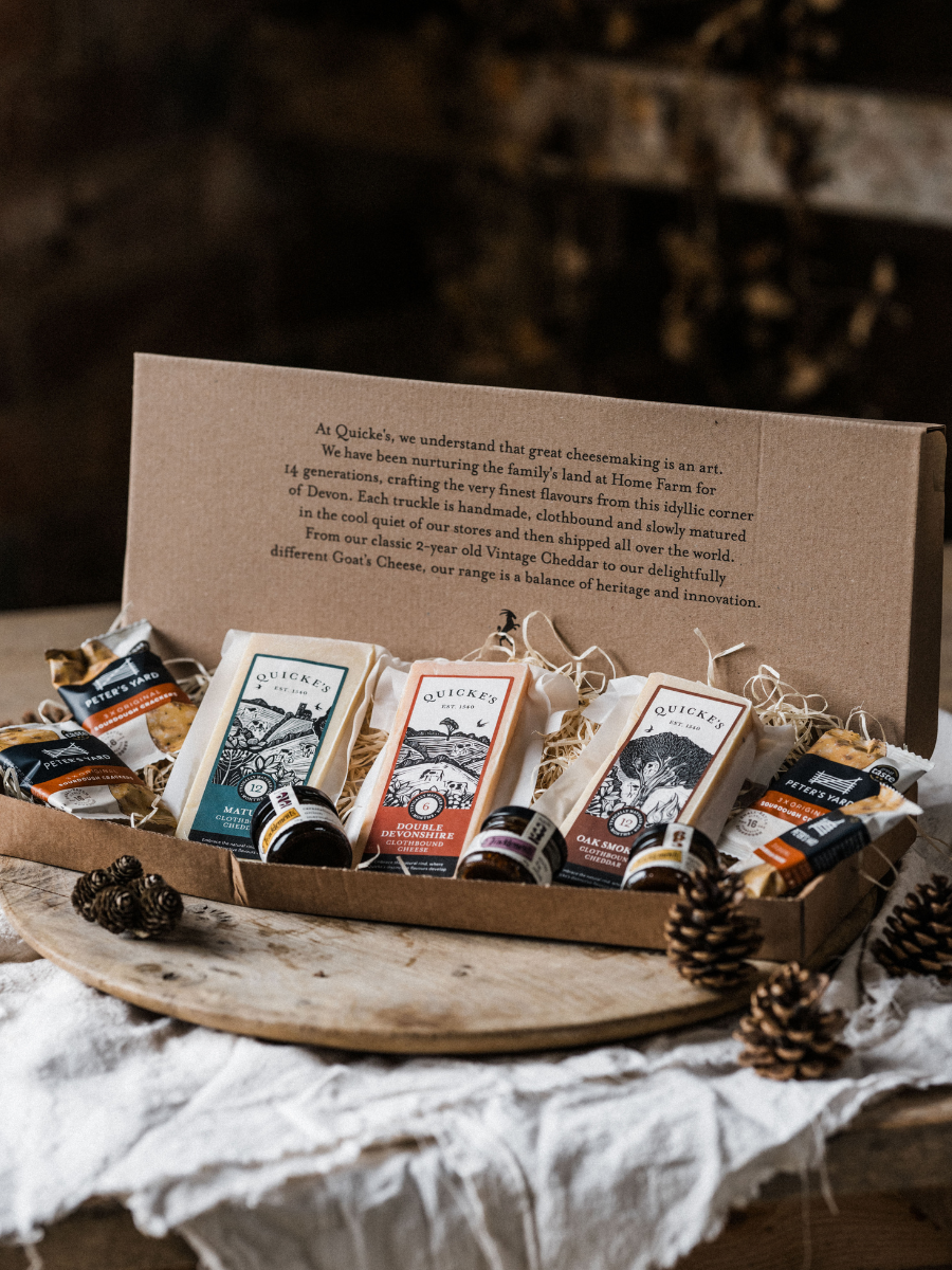 Quicke's Letter Box Cheese Hampers Cheese & Chutney cheddar