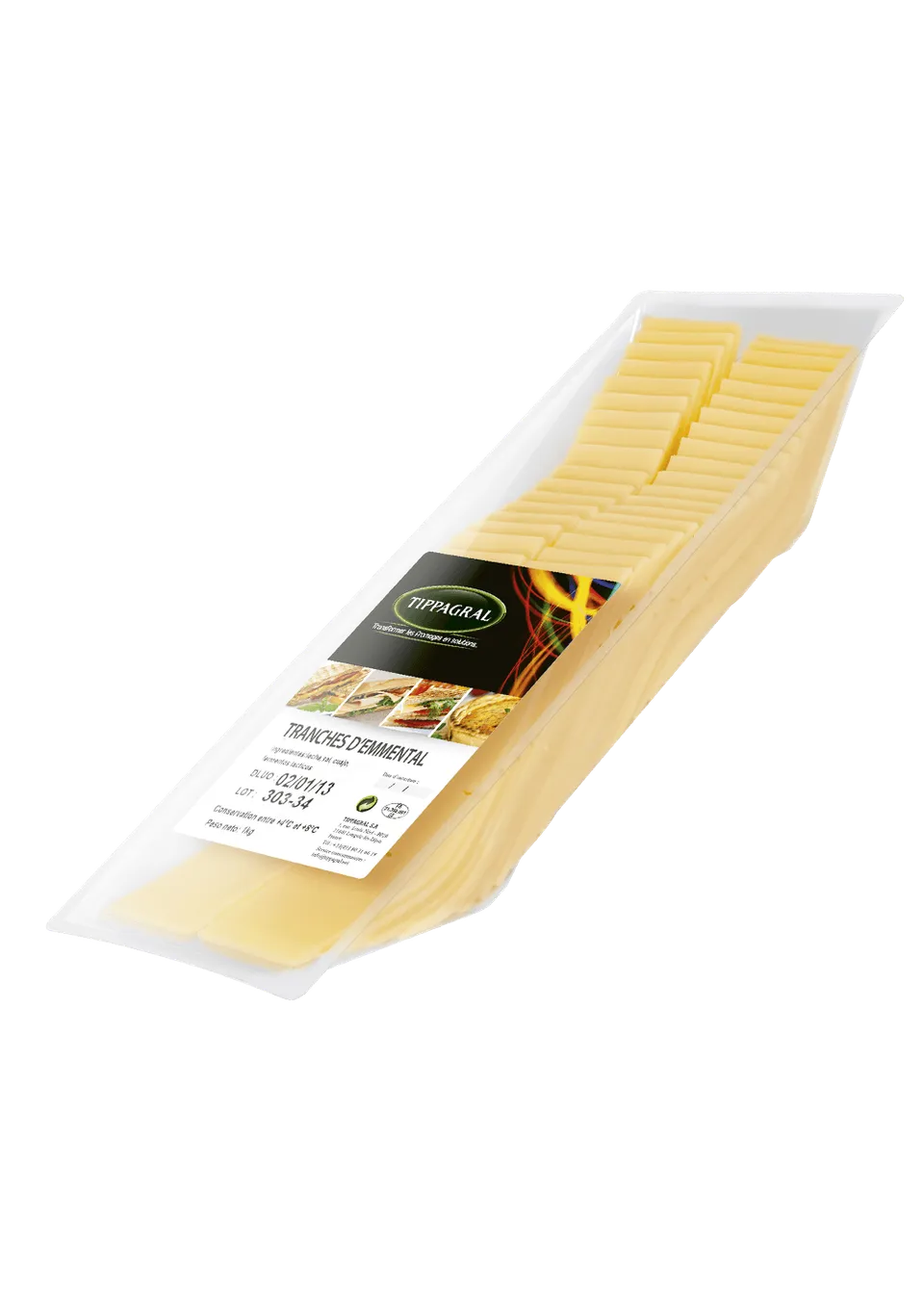 Tippagral Tranches Emmental 1 kg fromage 5x15
