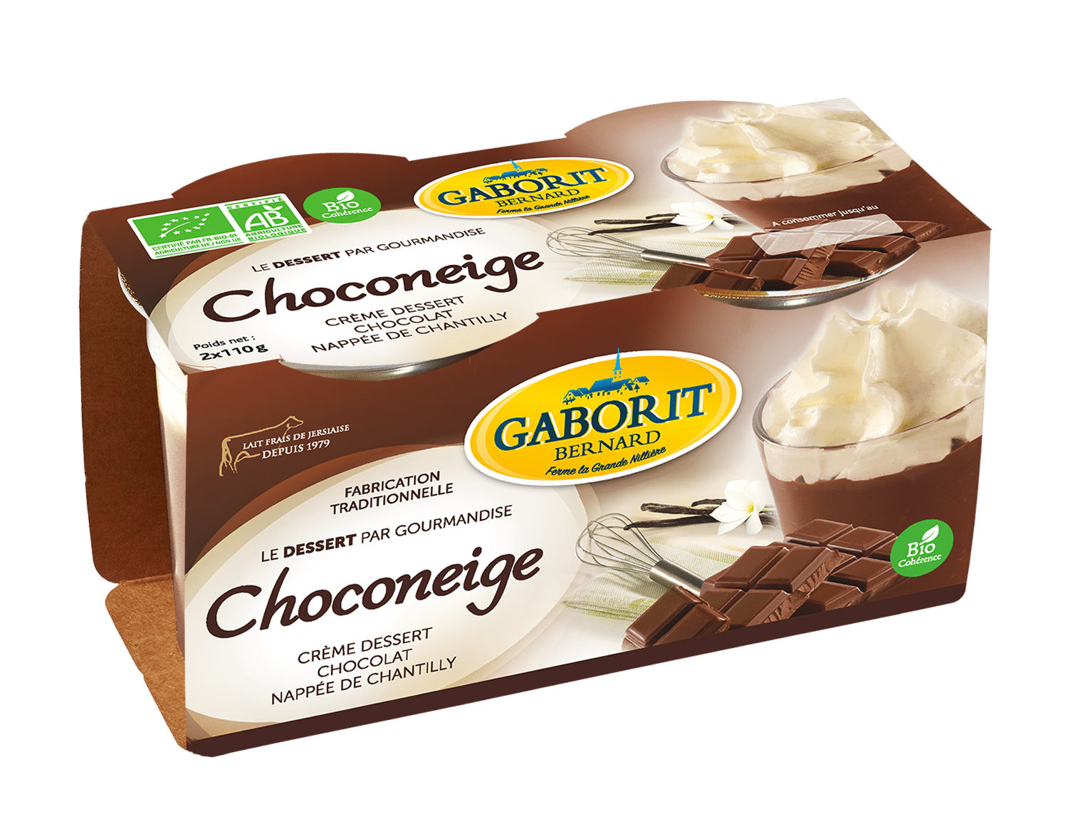 Maison Bernard Gaborit Choconeige liégeois chocolat 2x110g chantilly