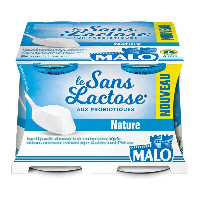Malo Sans Lactose yaourt nature probiotiques