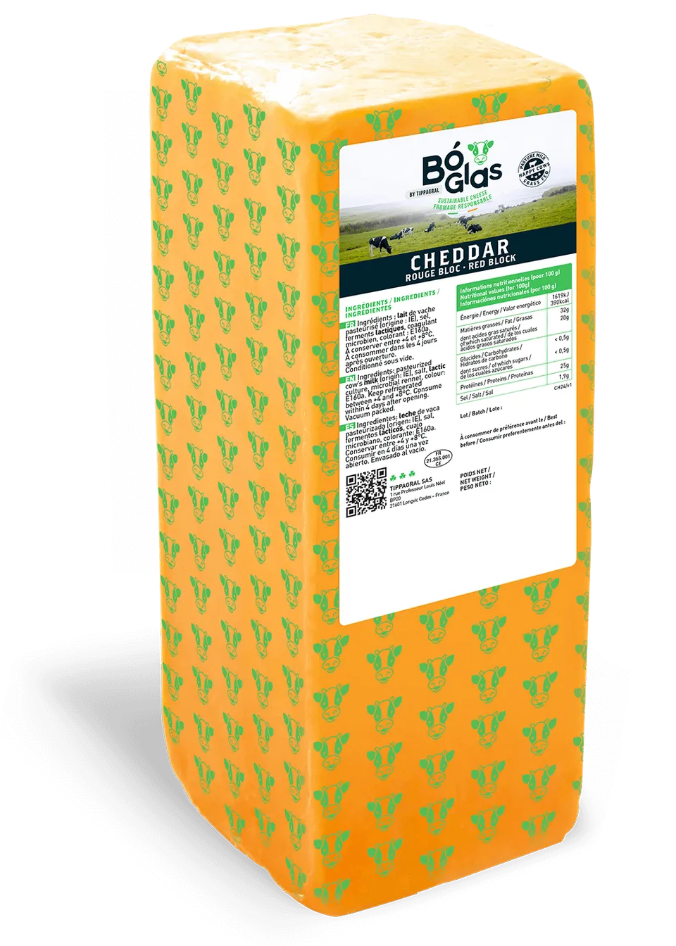 Tippagral Bloc Cheddar Rouge Pain de Fromage Pâte Ferme