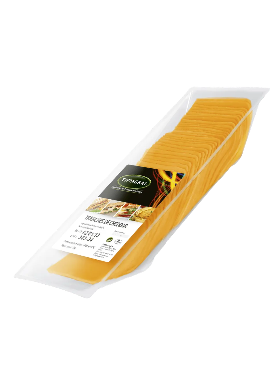 Tippagral Tranches Cheddar rouge fromage en tranches 9x9